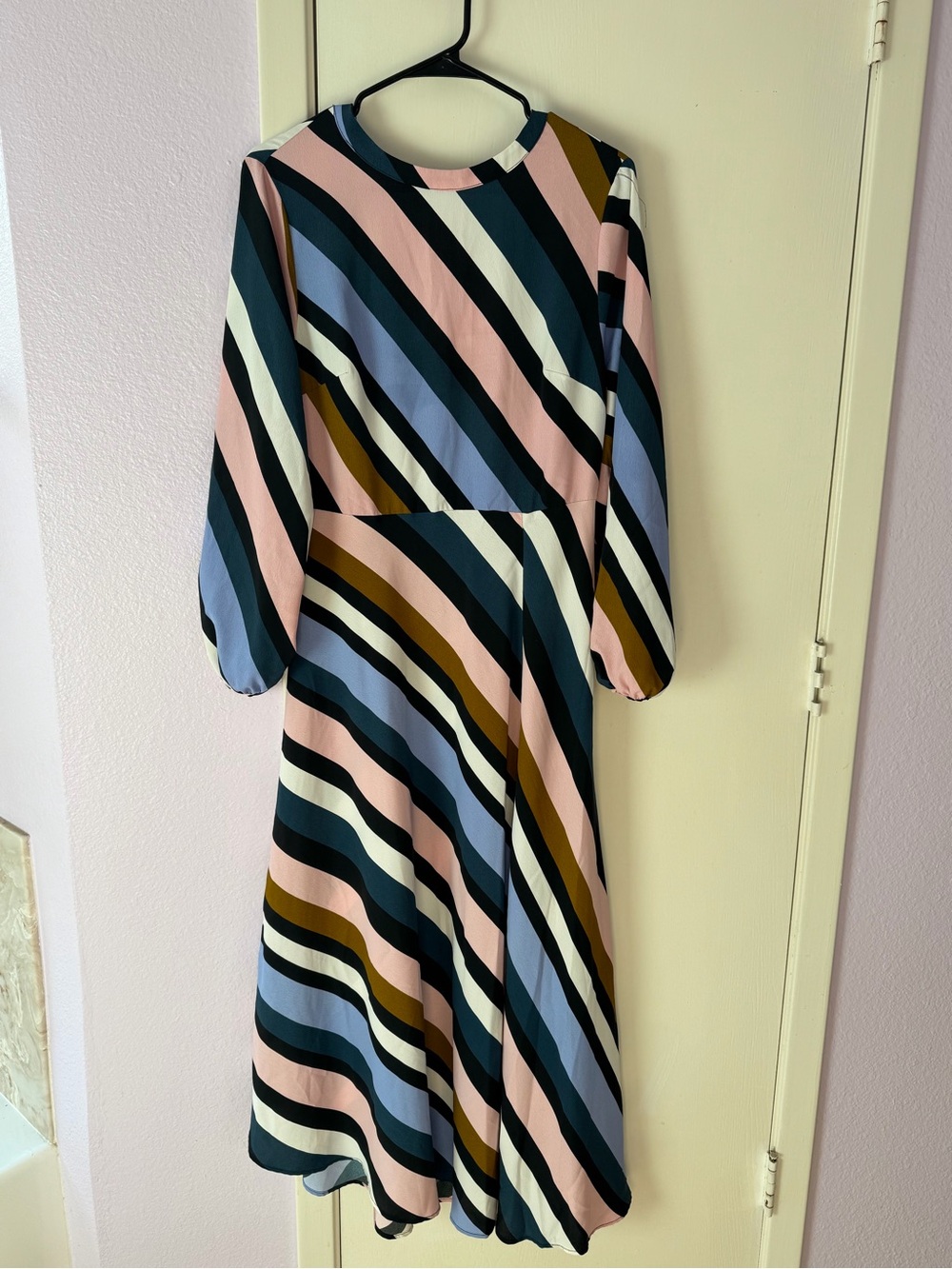 Topshop Backless Striped Midi Dress in Blush, Navy & Olive